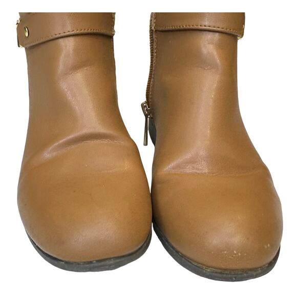 Michael Kors Finley Drake Brown Faux Leather Knee High Logo Riding Boot Girl’s 2 - Picture 4 of 7